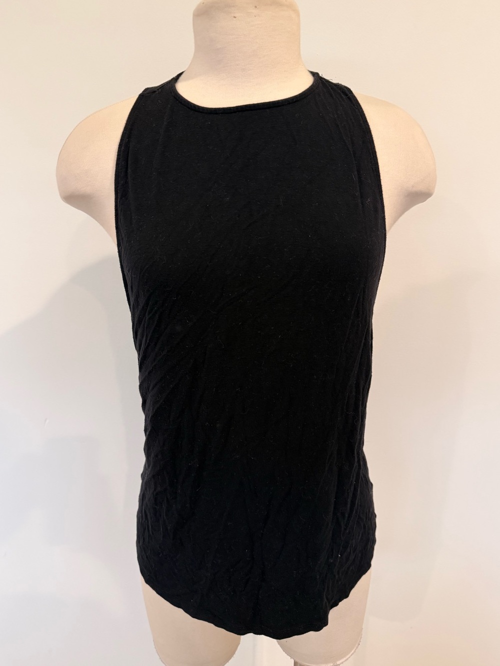 TOBI Black High Neck Muscle Racerback Tank Top Dropped Armhole Size Small - Picture 3 of 6